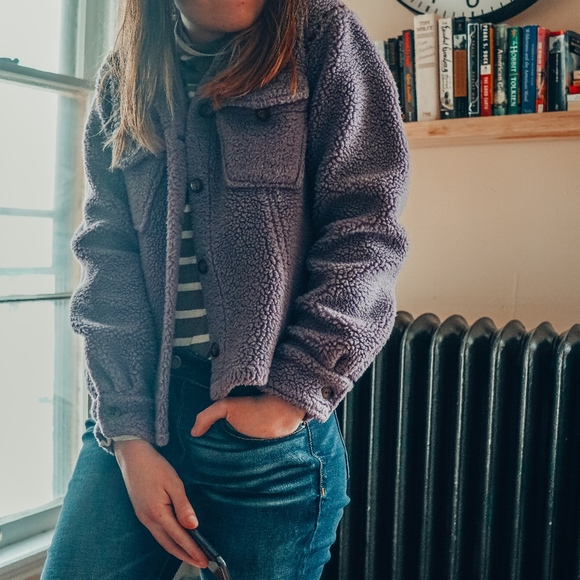 Vintage Jackets & Blazers - Vintage Purple Fleece Teddy Jacket
